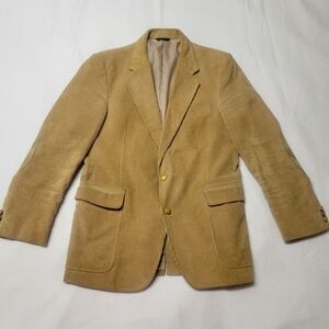 Vtg Johnny Carson Corduroy Blazer Men's 42 Tan Elbow Patch Sports Coat Casual